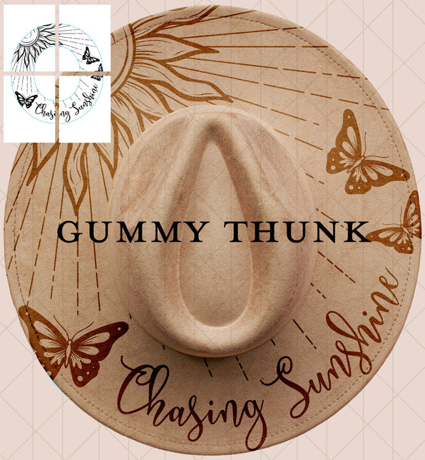 Chasing Sunshine Printable Hand Burning Design Wide Brim Hat PNG Only