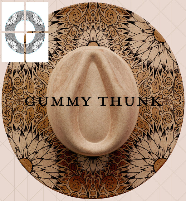 Sundancer Printable Hand Burning Design Wide Brim Hat PNG Only