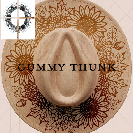 Harvest Crown Printable Hand Burning Design Wide Brim Hat PNG Only