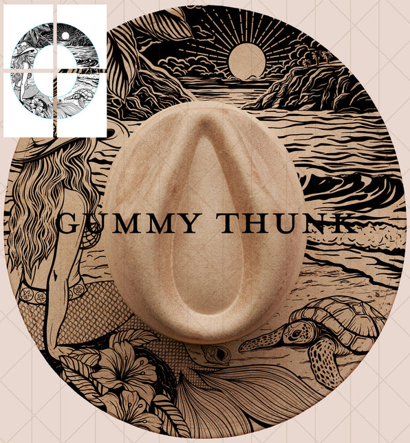 Coastal Cowgirl Printable Hand Burning Design Wide Brim Hat PNG Only