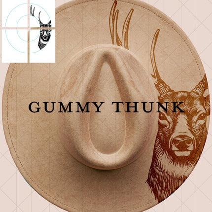 Oh Deer Buck Printable Hand Burning Design Wide Brim Hat PNG Only