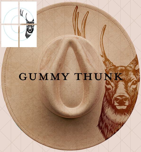 Oh Deer Buck Printable Hand Burning Design Wide Brim Hat PNG Only