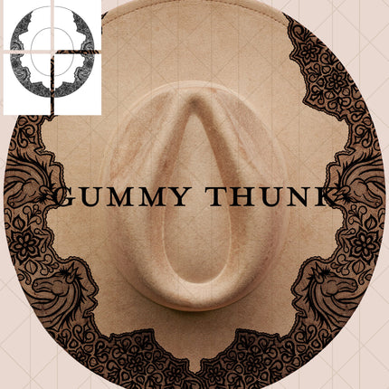 Western Lace Printable Hand Burning Design Wide Brim Hat PNG Only