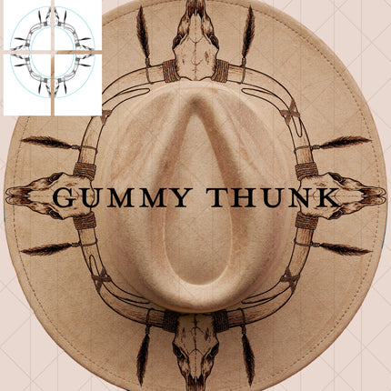 Longhorn Legacy Printable Hand Burning Design Wide Brim Hat PNG Only