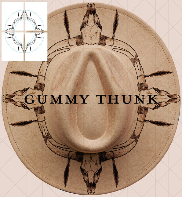 Longhorn Legacy Printable Hand Burning Design Wide Brim Hat PNG Only