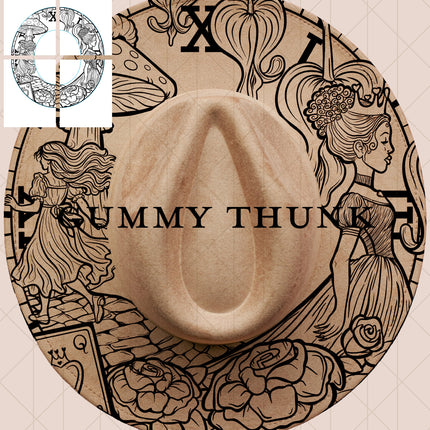 the Curious Heart Printable Hand Burning Design Wide Brim Hat PNG Only