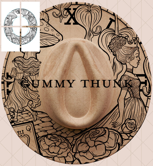 the Curious Heart Printable Hand Burning Design Wide Brim Hat PNG Only