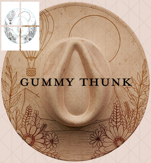 Wander Printable Hand Burning Design Wide Brim Hat PNG Only