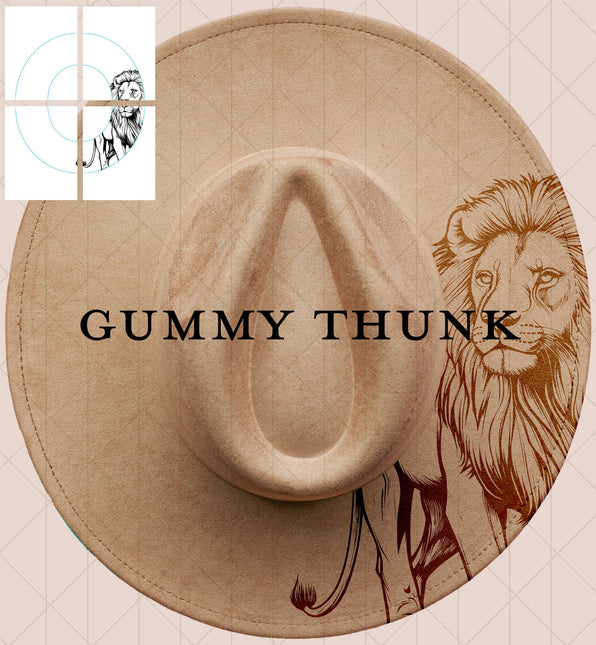 Lion Printable Hand Burning Design Wide Brim Hat PNG Only