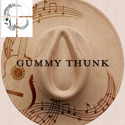 Guitar Printable Hand Burning Design Wide Brim Hat PNG Only
