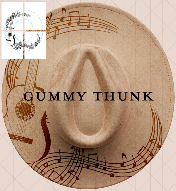 Guitar Printable Hand Burning Design Wide Brim Hat PNG Only