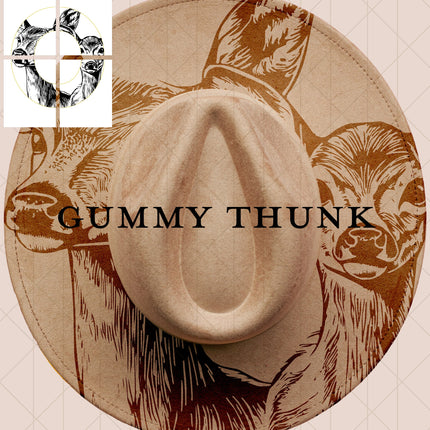 Oh Deer Doe and Fawn Printable Hand Burning Design Wide Brim Hat PNG Only