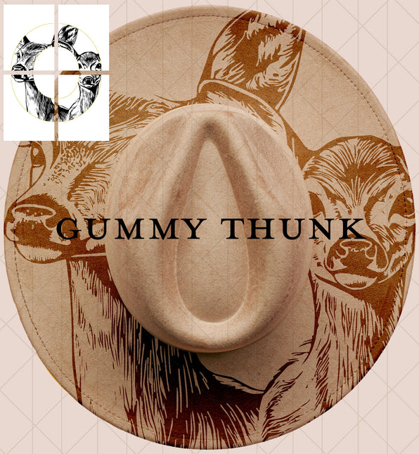 Oh Deer Doe and Fawn Printable Hand Burning Design Wide Brim Hat PNG Only