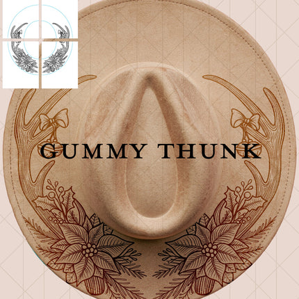 Winter Woods Printable Hand Burning Design Wide Brim Hat PNG Only