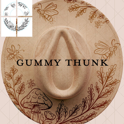 Fernlight Printable Hand Burning Design Wide Brim Hat PNG Only
