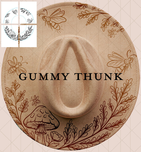 Fernlight Printable Hand Burning Design Wide Brim Hat PNG Only