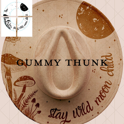 Stay Wild Moon Child White BG Printable Hand Burning Design Wide Brim Hat PNG Only