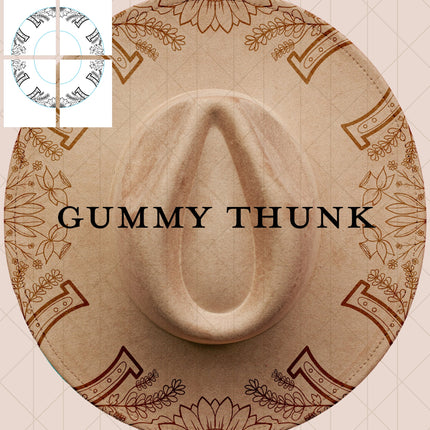 Lucky Printable Hand Burning Design Wide Brim Hat PNG Only