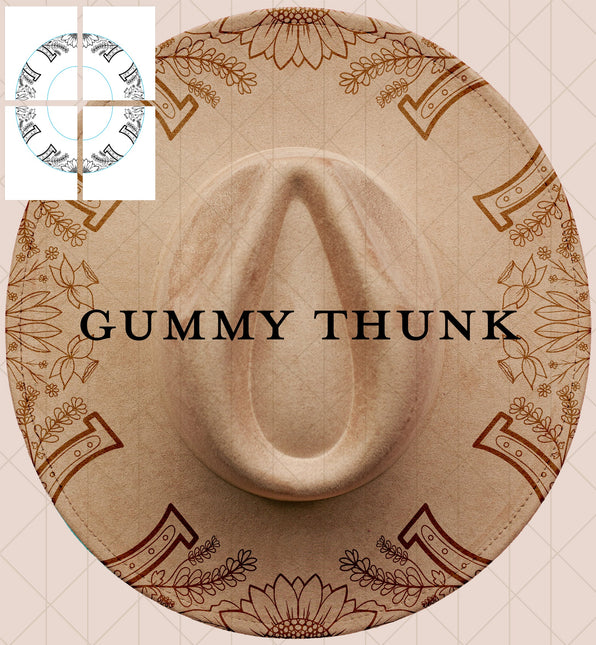 Lucky Printable Hand Burning Design Wide Brim Hat PNG Only