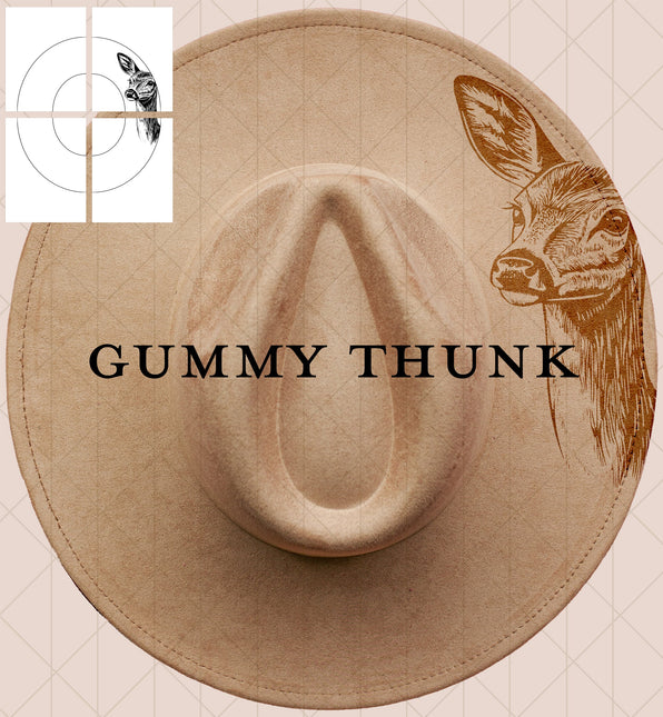 Oh Deer Doe Printable Hand Burning Design Wide Brim Hat PNG Only