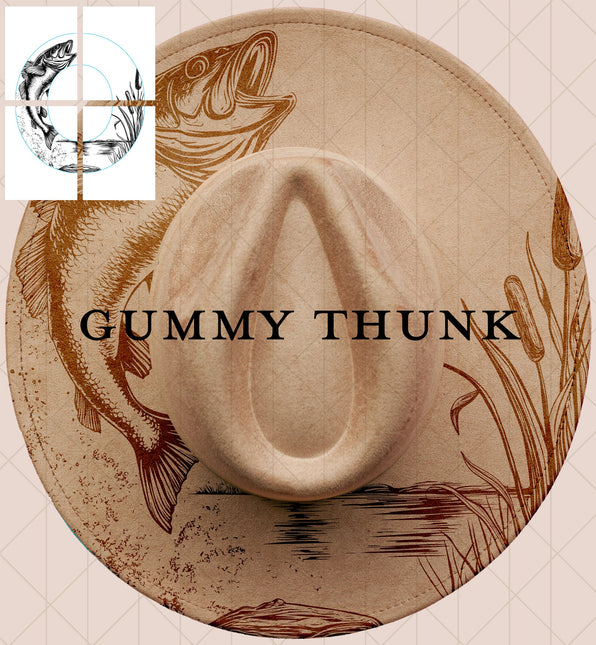 Bass Hat Printable Hand Burning Design Wide Brim Hat PNG Only