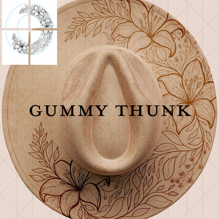 Tiger Lily Printable Hand Burning Design Wide Brim Hat PNG Only
