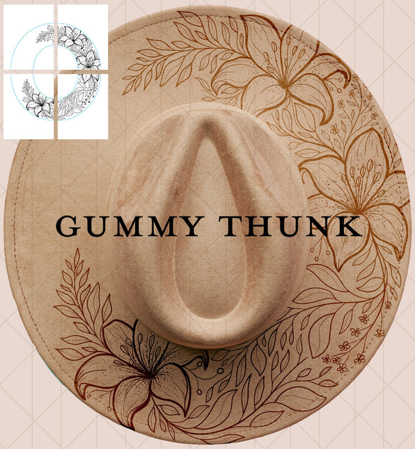 Tiger Lily Printable Hand Burning Design Wide Brim Hat PNG Only
