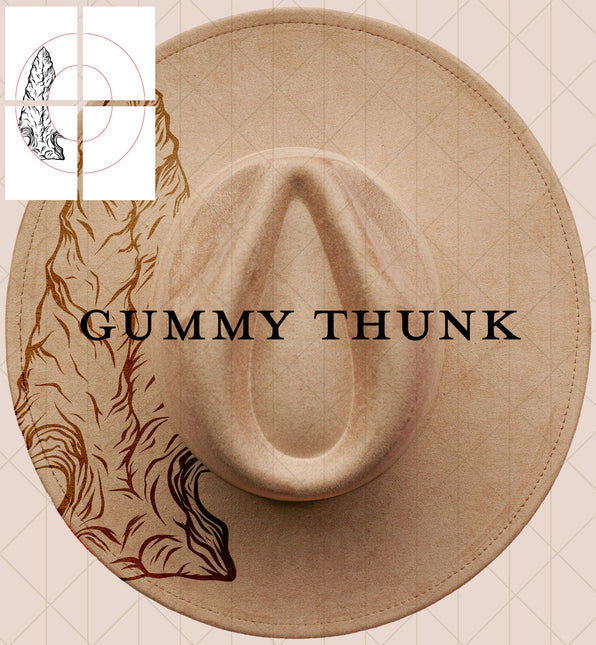 Arrowhead Single Printable Hand Burning Design Wide Brim Hat PNG Only
