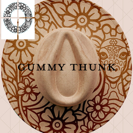 Hippie Giraffe Printable Hand Burning Design Wide Brim Hat PNG Only