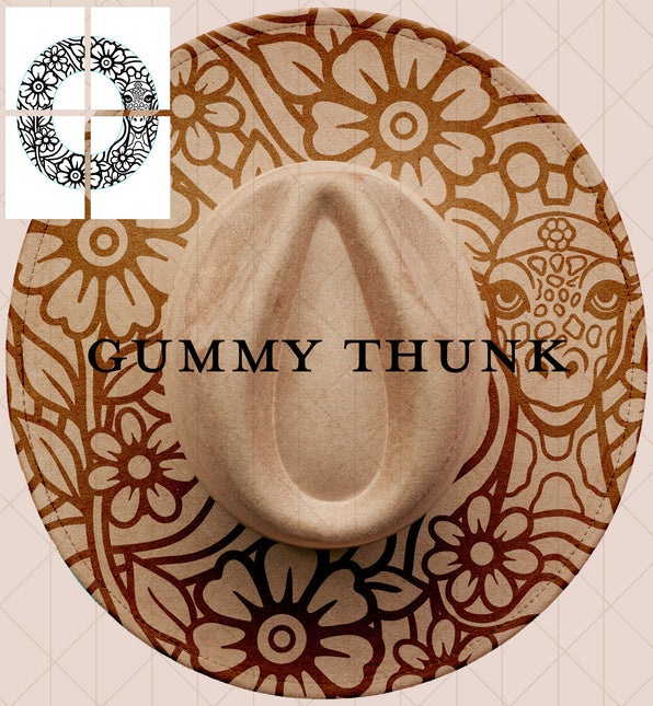 Hippie Giraffe Printable Hand Burning Design Wide Brim Hat PNG Only