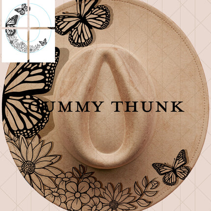 Butterfly Bestie Printable Hand Burning Design Wide Brim Hat PNG Only