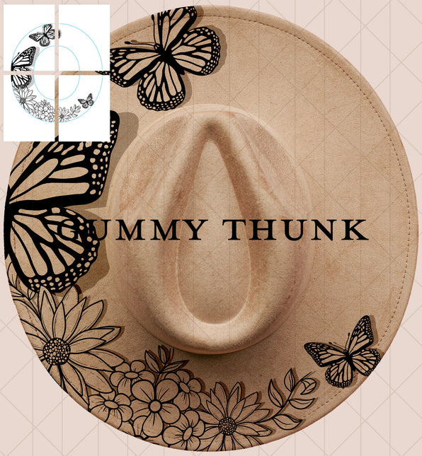 Butterfly Bestie Printable Hand Burning Design Wide Brim Hat PNG Only