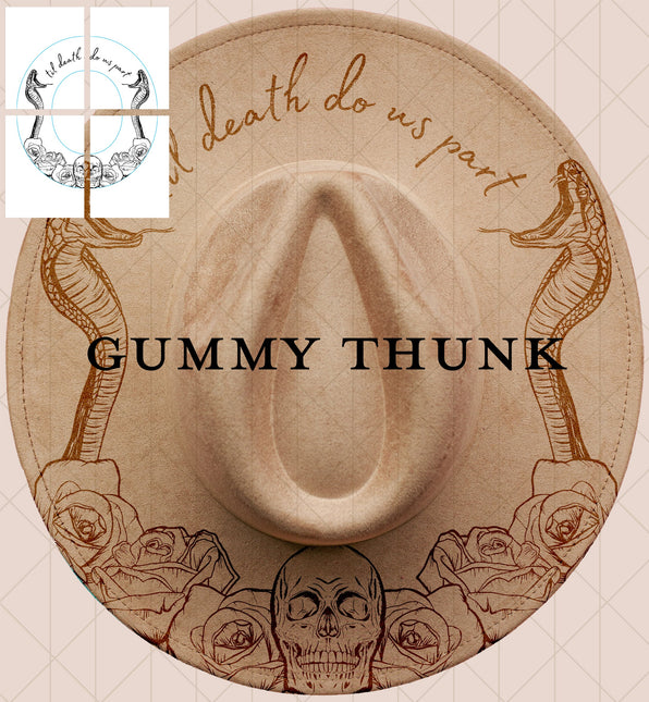 Til Death Do Us Part Printable Hand Burning Design Wide Brim Hat PNG Only