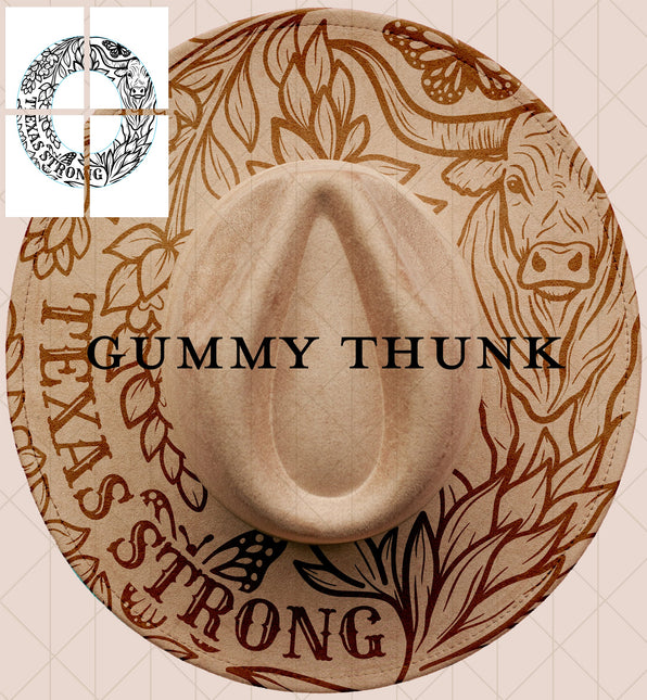 Texas Strong Printable Hand Burning Design Wide Brim Hat PNG Only
