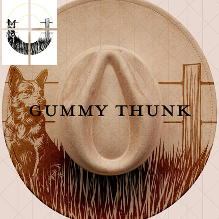 Blue Heeler Printable Hand Burning Design Wide Brim Hat PNG Only