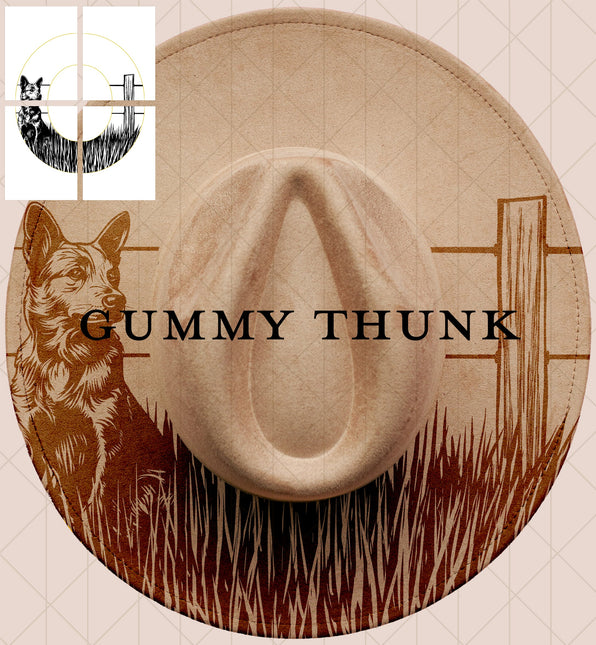 Blue Heeler Printable Hand Burning Design Wide Brim Hat PNG Only