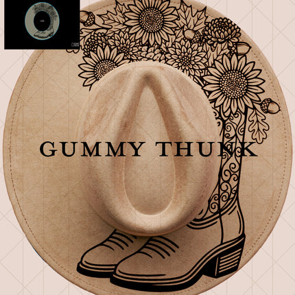 Bloomin Boots Digital Projector Design and Template Wide Brim Hats PNG File Only