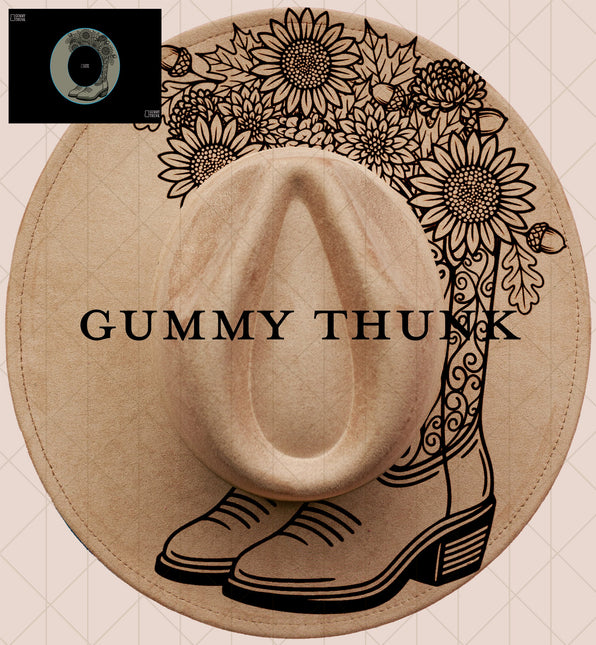 Bloomin Boots Digital Projector Design and Template Wide Brim Hats PNG File Only