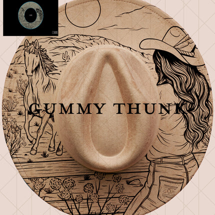 Free Rein Line art Digital Projector Design and Template Wide Brim Hats PNG File Only
