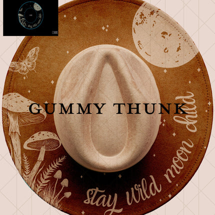 Stay Wild Moon Child Black BG Digital Projector Design and Template Wide Brim Hats PNG File Only