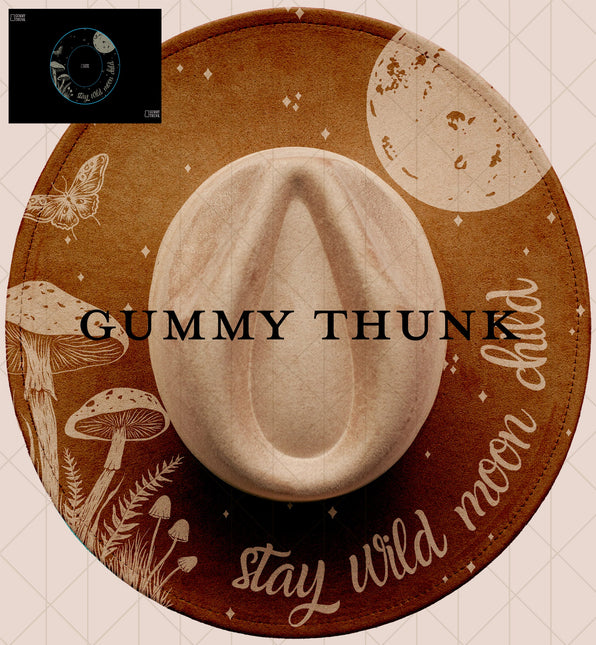 Stay Wild Moon Child Black BG Digital Projector Design and Template Wide Brim Hats PNG File Only