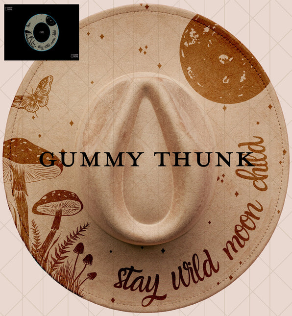 Stay Wild Moon Child White BG Digital Projector Design and Template Wide Brim Hats PNG File Only
