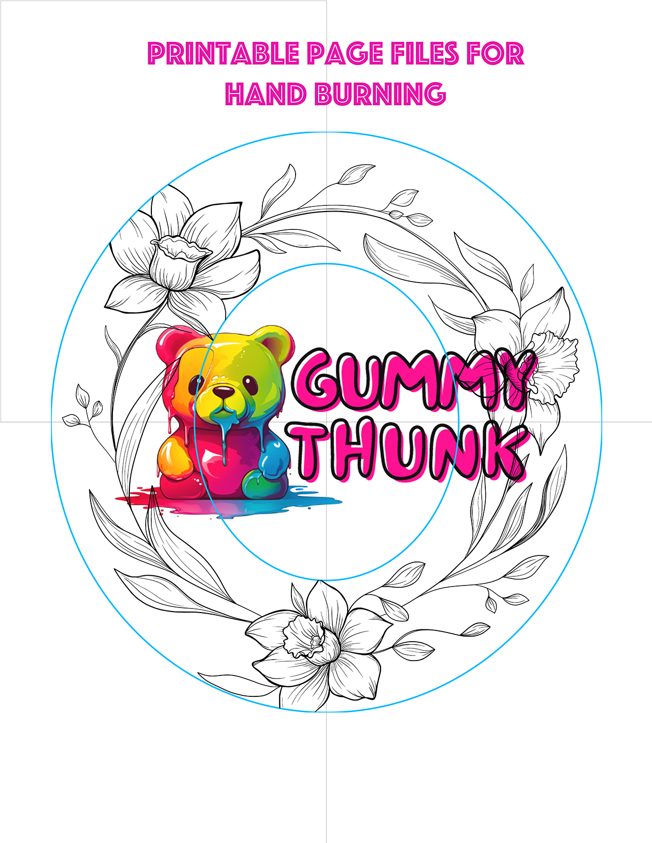 Double Sided Daffodil Hat Wide Brim ROUND TOP Hat Template for Burning - SVG and PNG Files