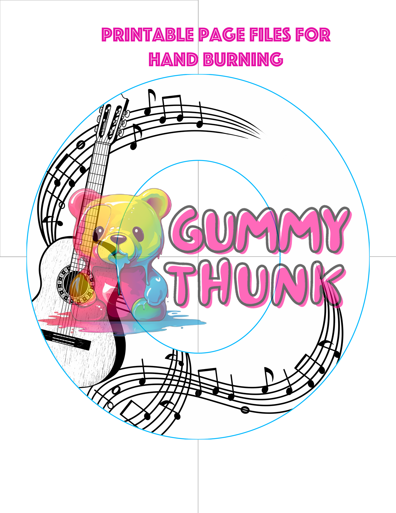 Guitar Hat Wide Brim Template for Burning - SVG and PNG Files