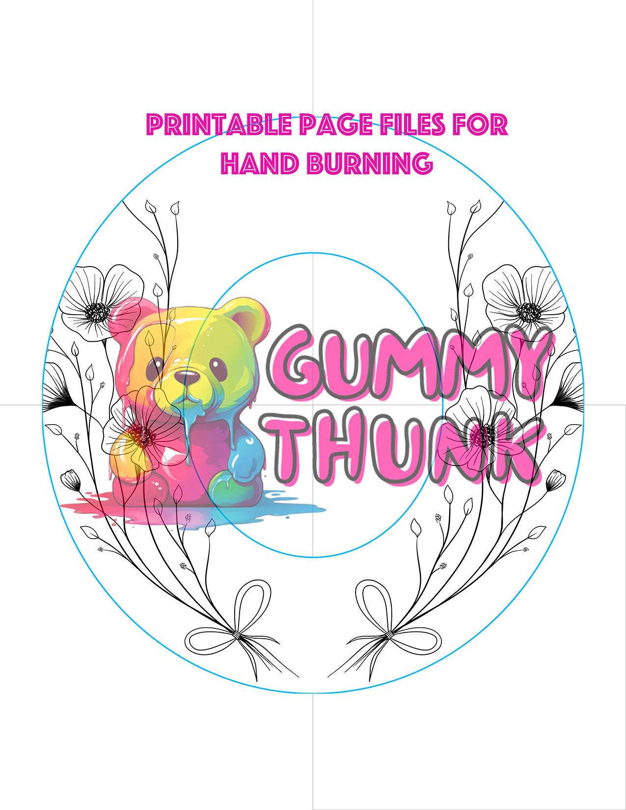 Wildflowers and Bows Hat Wide Brim Template for Burning - SVG and PNG Files