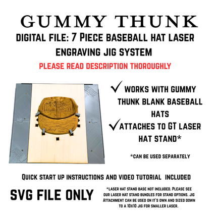 Baseball Hat Jig System for Lasers and GT Laser Hat Stand - DIGITAL FILE - PLEASE READ ALL INFO